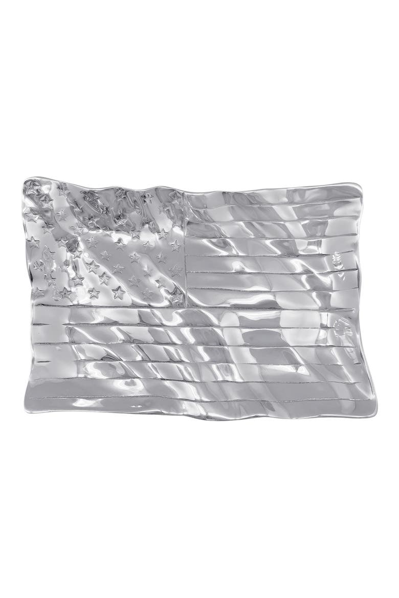 American Flag Medium Serving Tray, Main, color, SILVER