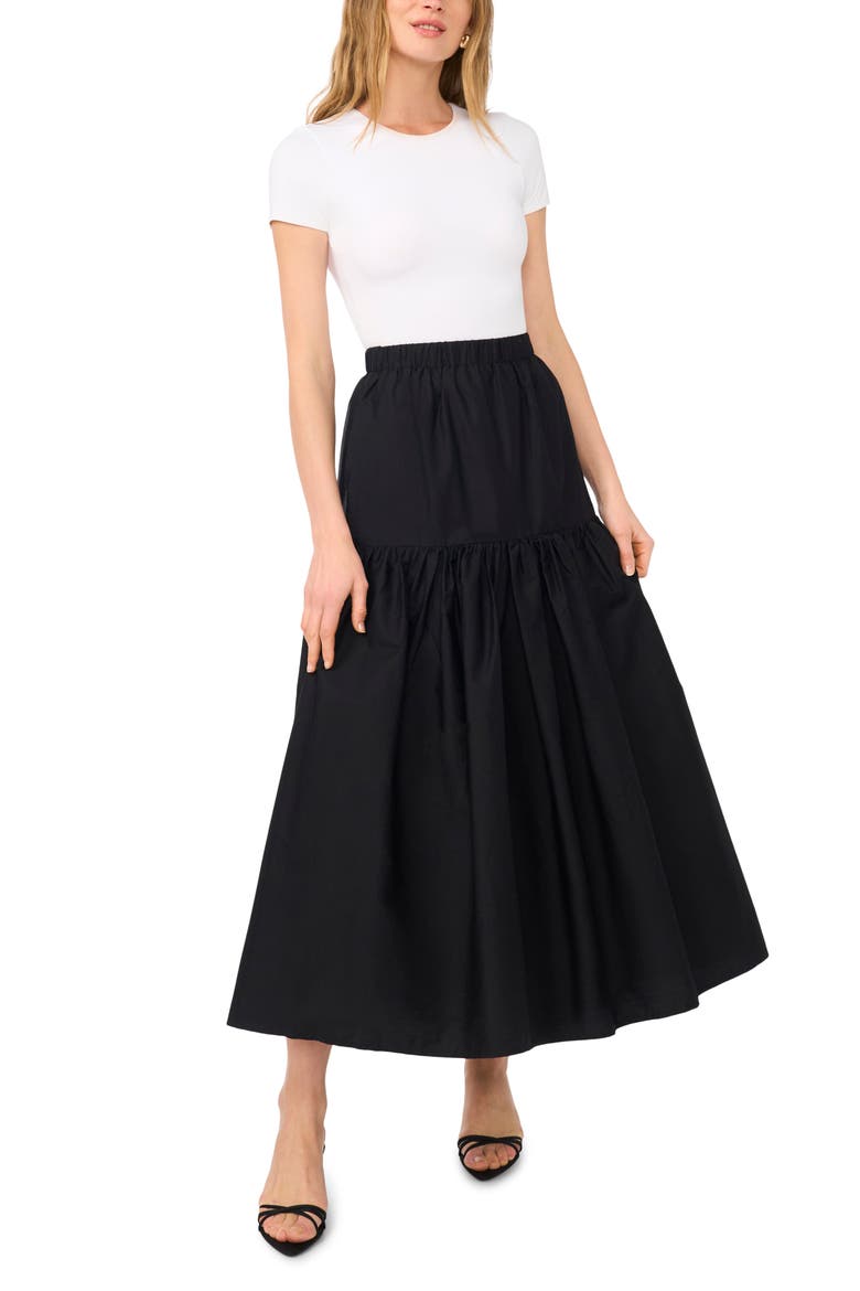 Tiered Cotton Maxi Skirt, Alternate, color, RICH BLACK