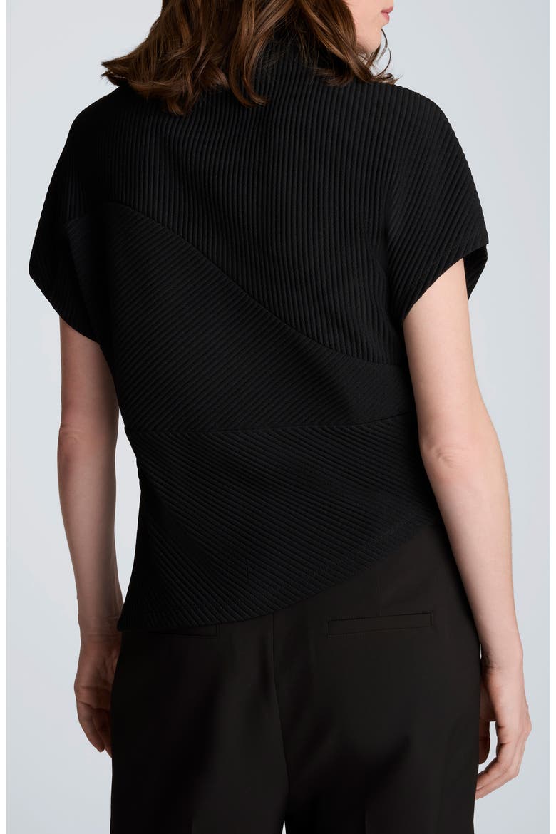 Asymmetric Mock Neck Rib Knit Top, Alternate, color, BLACK