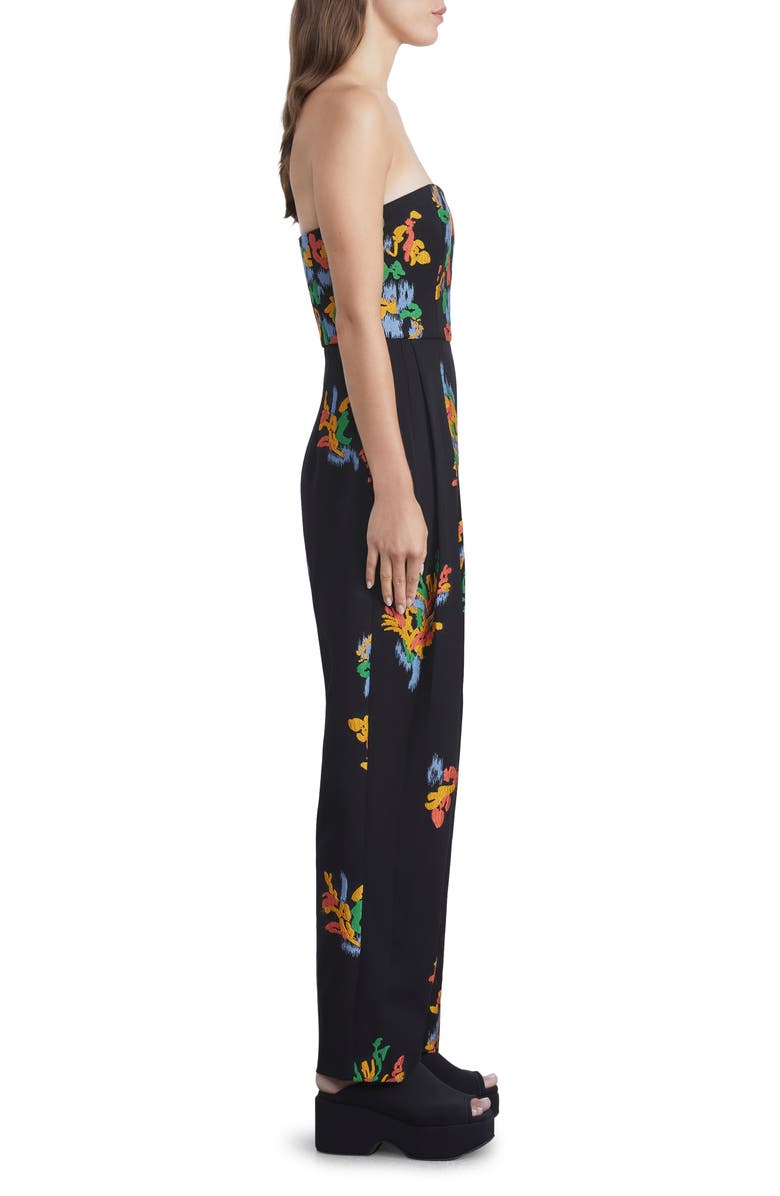 Lafayette 148 New York Floral Frost Fil Coupé Strapless Jumpsuit, Alternate, color, Black Multi