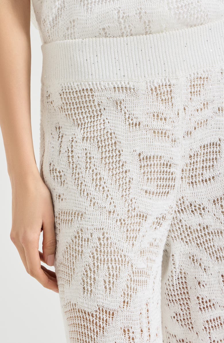 Brunello Cucinelli Dazzling water lilies trousers, Alternate, color, White