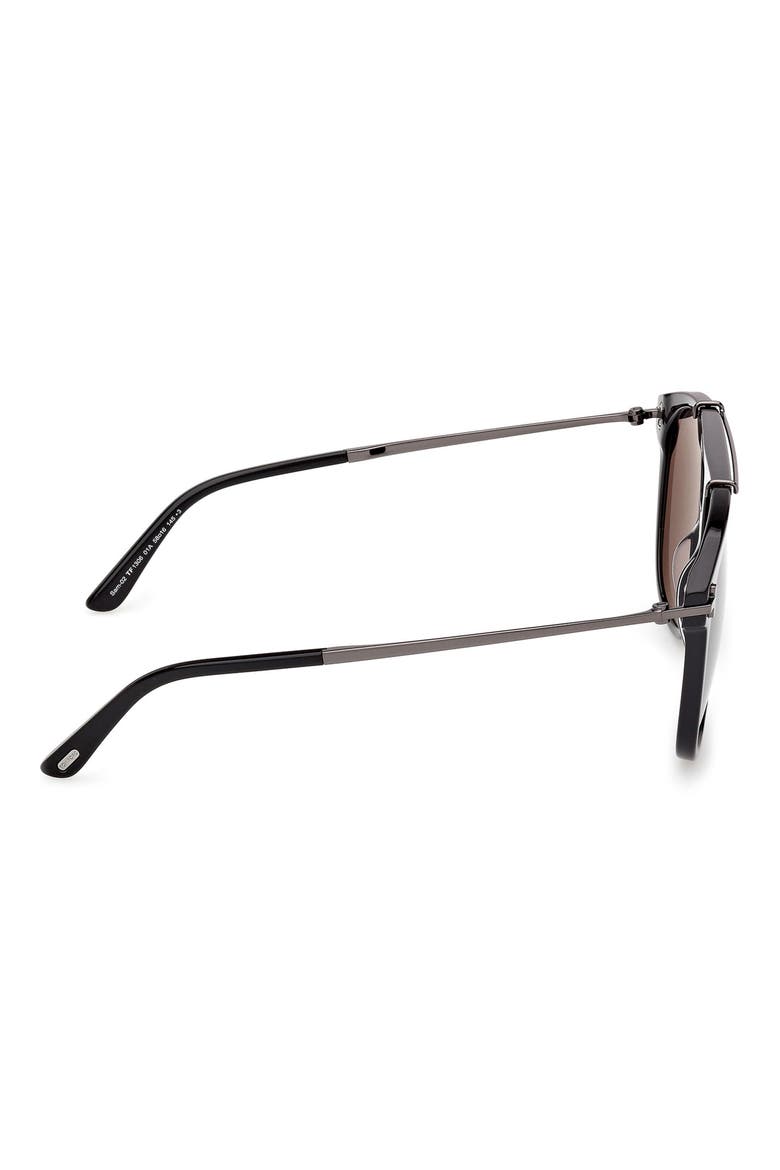 58mm Navigator Sunglasses, Alternate, color, BLACK / GUNMETAL / SMOKE LENS