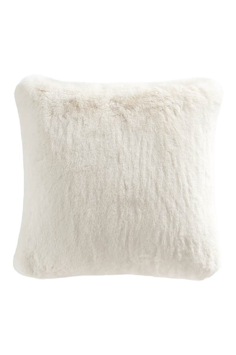 Faux Fur Accent Pillow, Main, color, WHITE