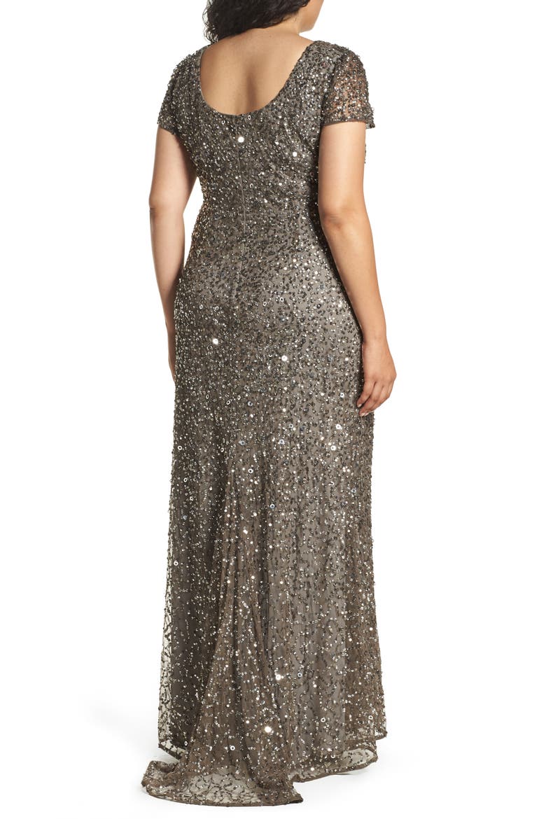 Embellished Scoop Back Gown, Alternate, color, LEAD