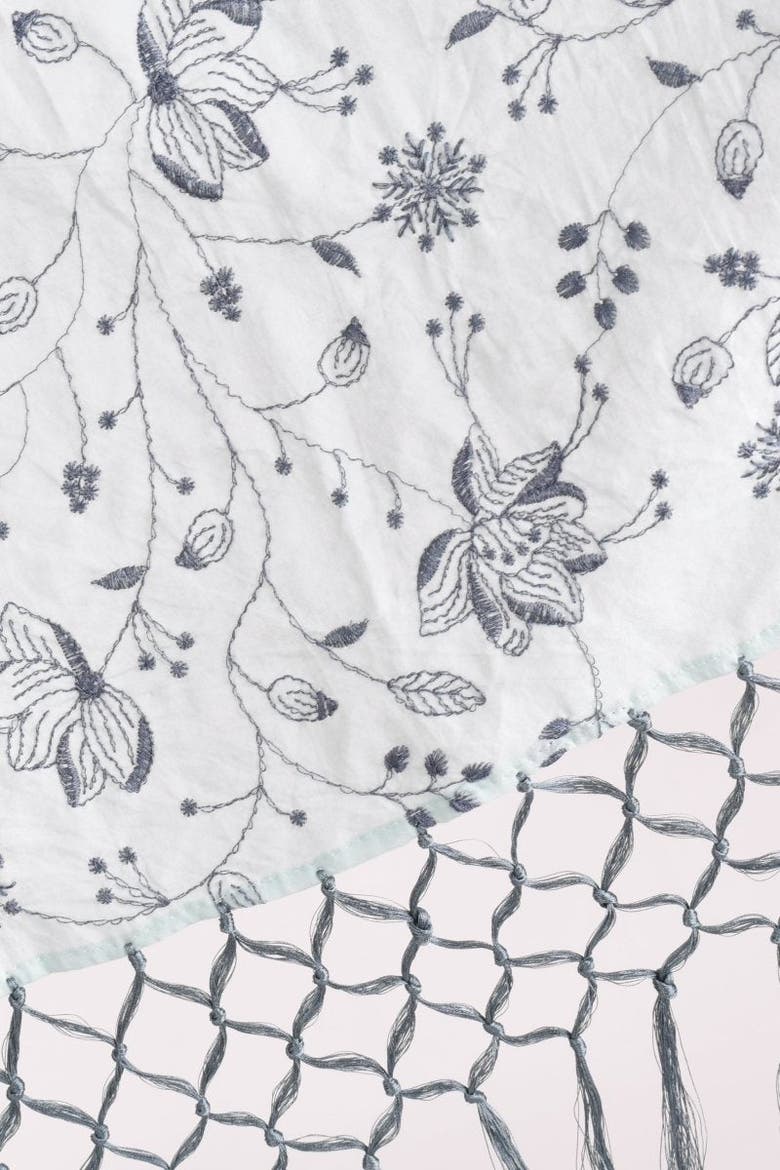 Embroidered Mul Cotton Scarf Wrap, Alternate, color, Sage Green