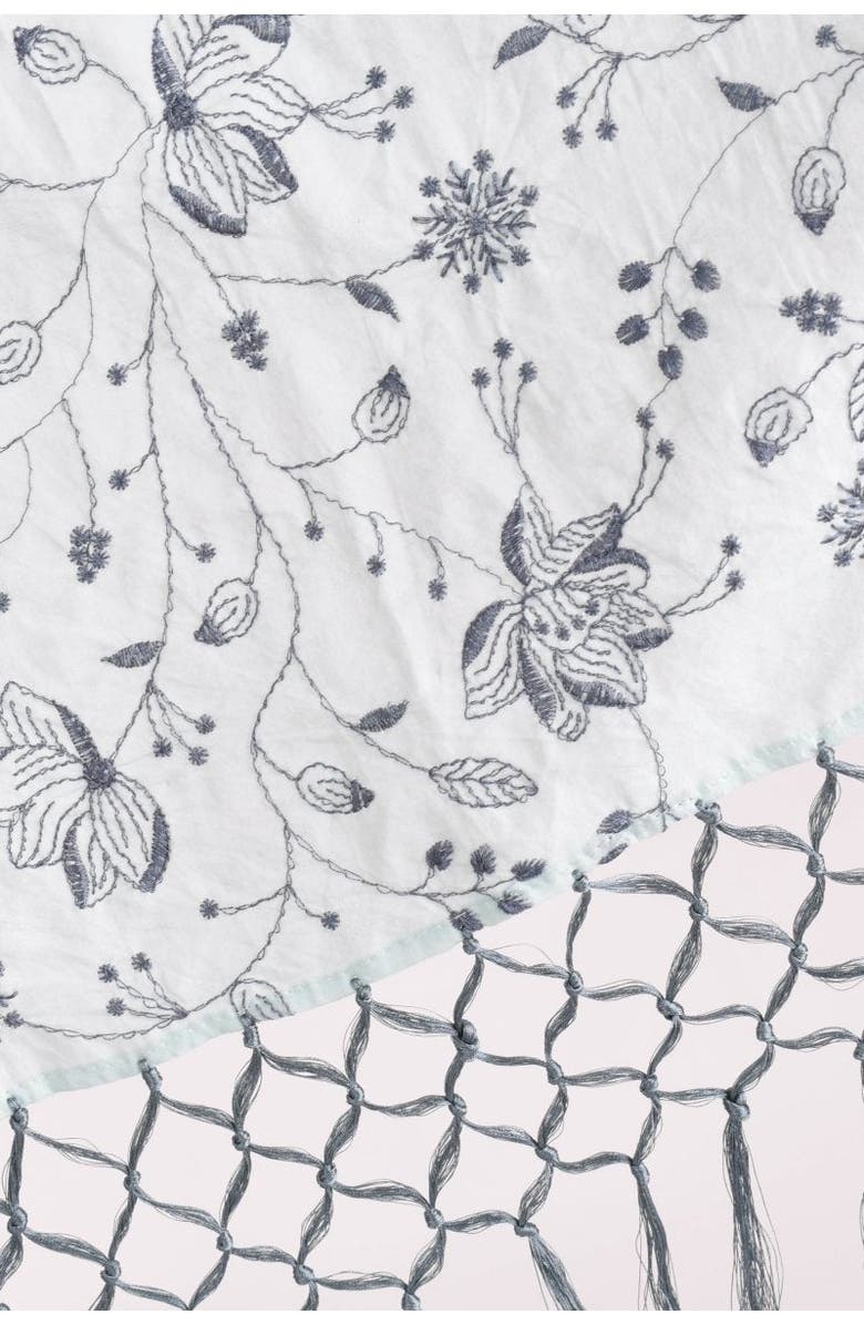 RAAS Embroidered Mul Cotton Scarf Wrap, Alternate, color, Sage Green