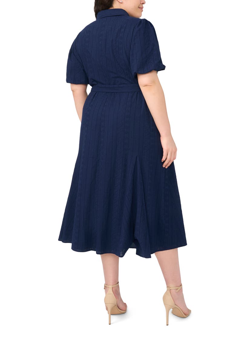 CeCe Embroidered Tie Waist Maxi Shirtdress, Alternate, color, Classic Navy