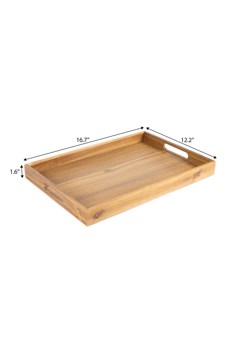 Soren W Handcrafted Large Acacia Wood Rectangular Serving Tray with Handles, Alternate, color, Natural
