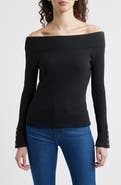 Nation LTD Val Off the Shoulder Cotton Rib Top