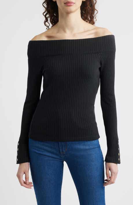 Nation LTD Val Off the Shoulder Cotton Rib Top
