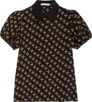 Alice + Olivia Willa Puff Sleeve Silk Shirt