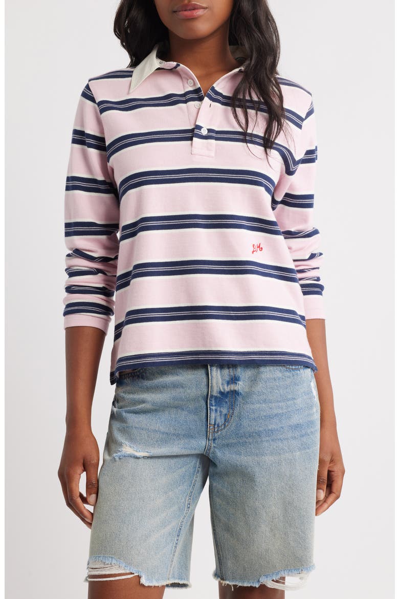 Cassia Shrunken Organic Cotton Rugby Shirt, Main, color, PINK