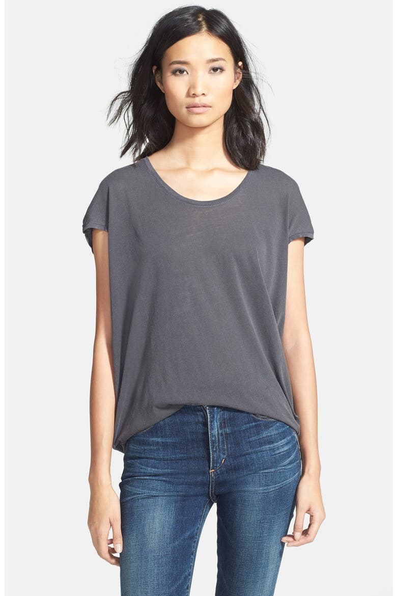 Scoop Neck Short Sleeve Top, Main, color, LEAD