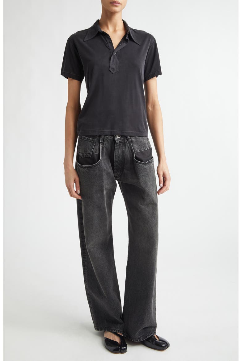 Contrast Stitch Polo, Alternate, color, BLACK
