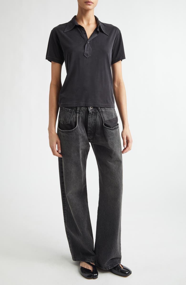 Maison Margiela Contrast Stitch Polo, Alternate, color, Black