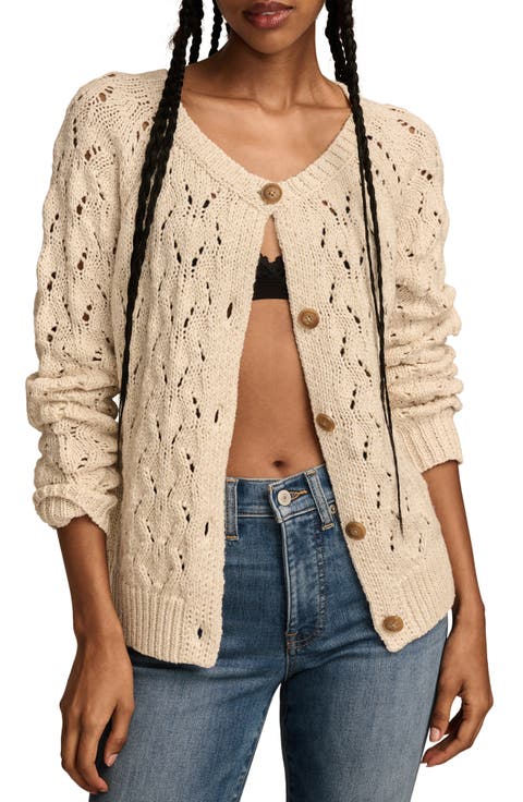Shine Cotton Blend Pointelle Cardigan