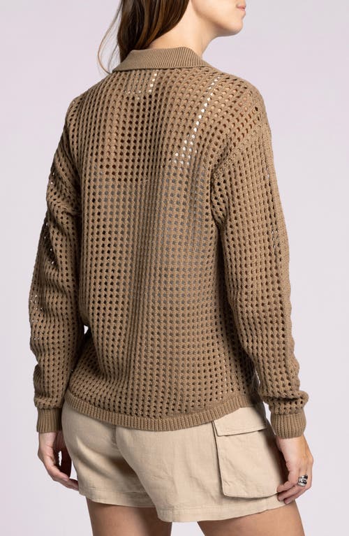 Thread & Supply Shoshana Openwork Cotton Cardigan In Brown