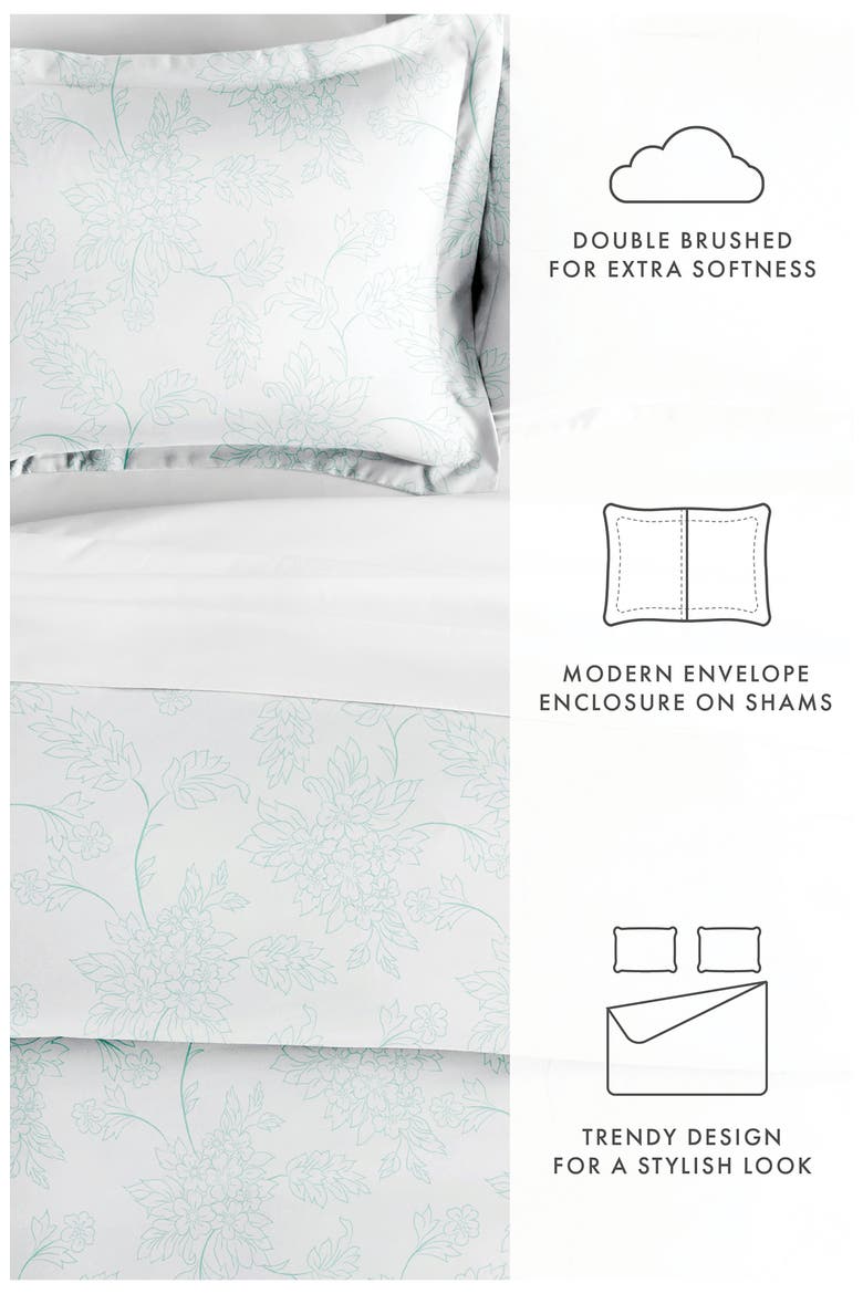 Premium Ultra Soft Vine Pattern 3-Piece Duvet Cover Set, Alternate, color, AQUA