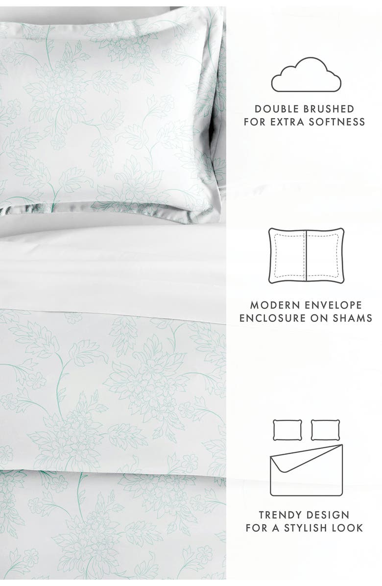 HOMESPUN Premium Ultra Soft Vine Pattern 3-Piece Duvet Cover Set, Alternate, color, Aqua