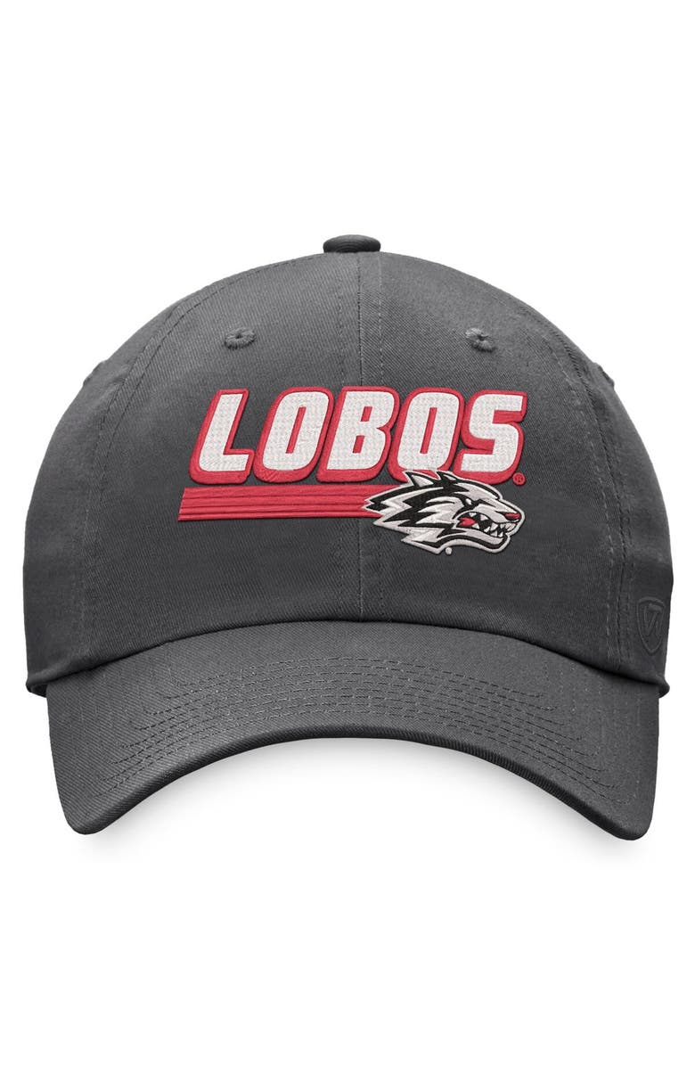 TOP OF THE WORLD Men's Top of the World Charcoal New Mexico Lobos Slice Adjustable Hat, Alternate, color,