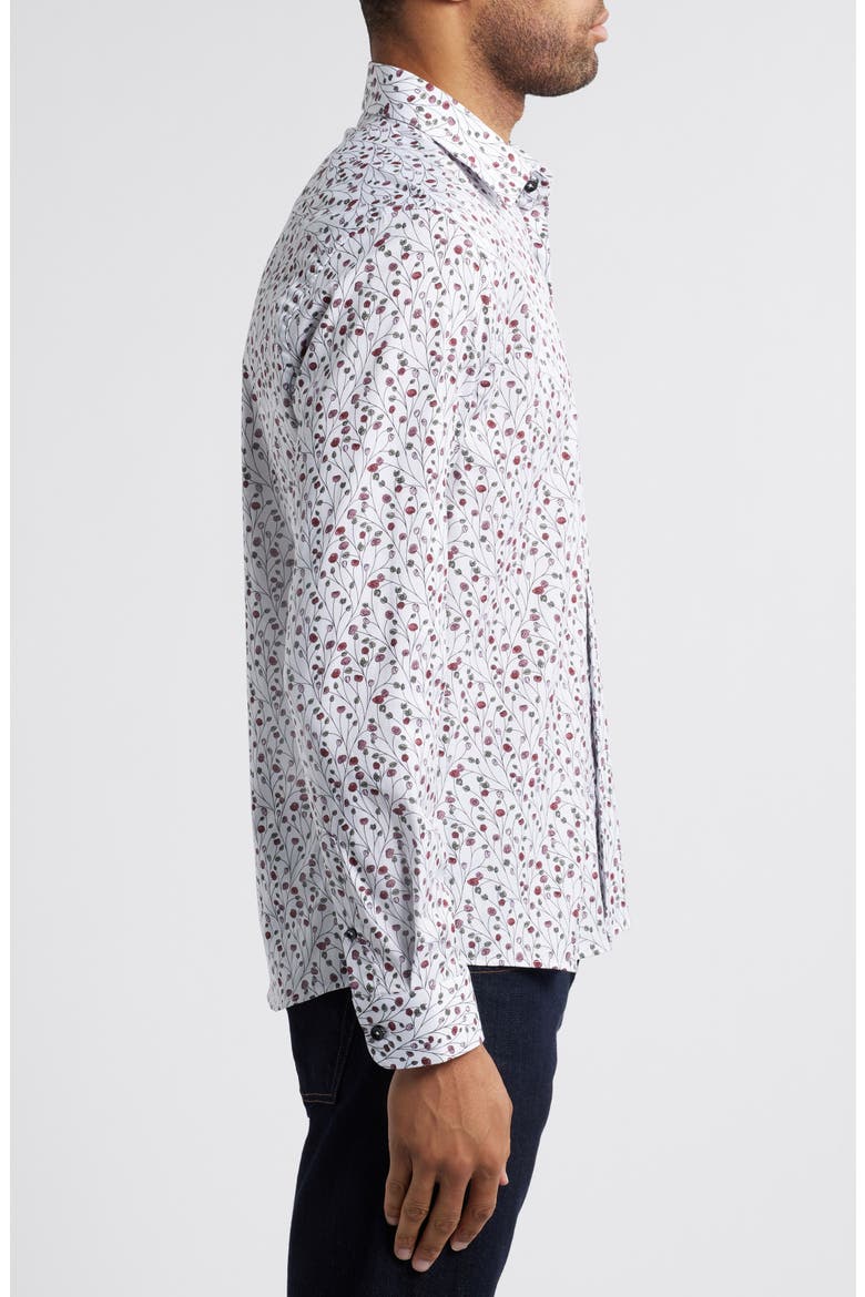 Flower Garden Print Button-Up Shirt, Alternate, color, BERRY