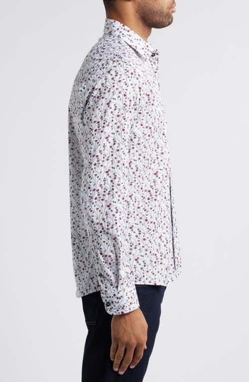 Stone Rose Flower Garden Print Button-up Shirt In Berry