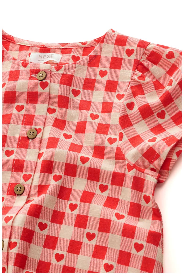 Kids' Gingham Heart Cotton Dress, Alternate, color, RED