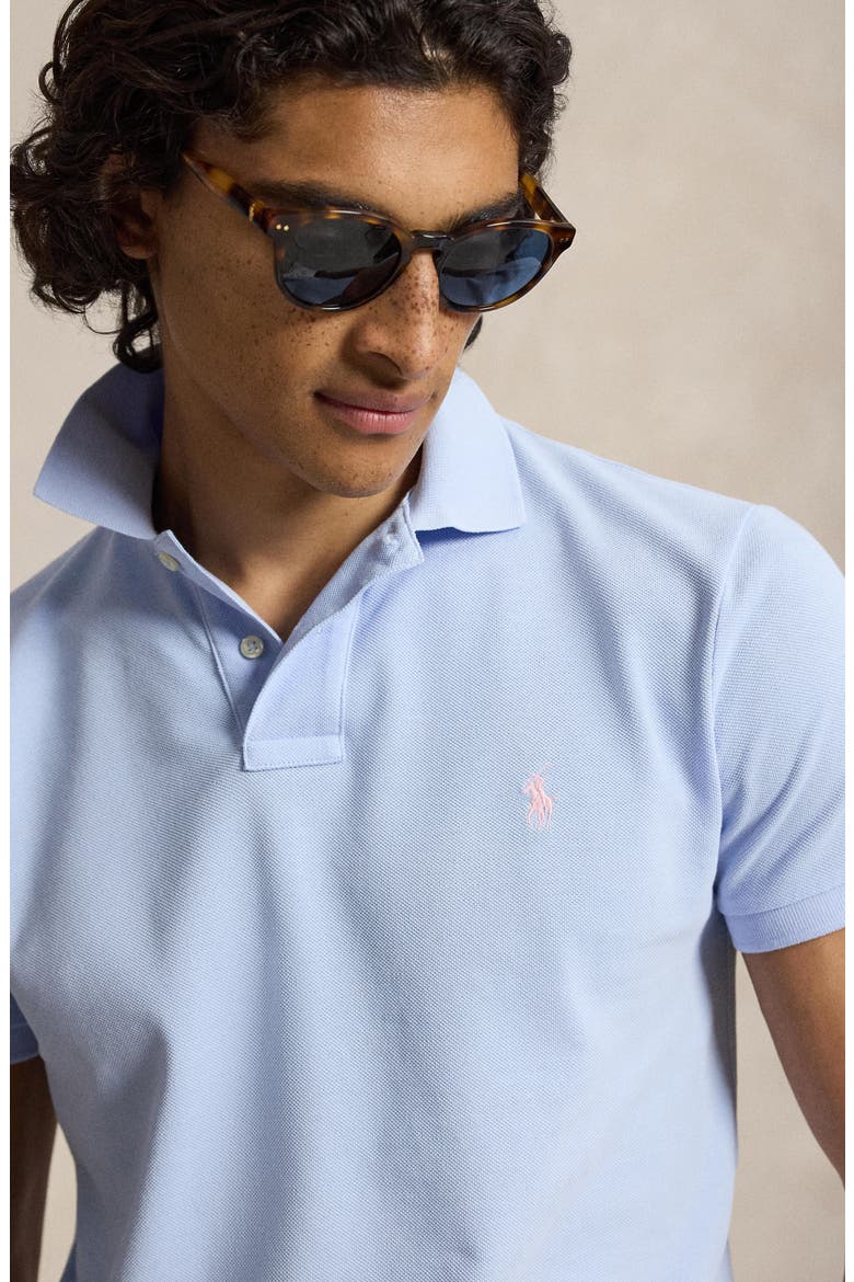 Iconic Mesh Polo Shirt, Alternate, color, PEBBLE BLUE