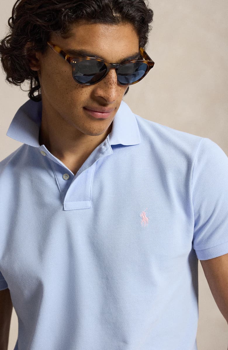 Polo Ralph Lauren Iconic Mesh Polo Shirt, Alternate, color, Pebble Blue