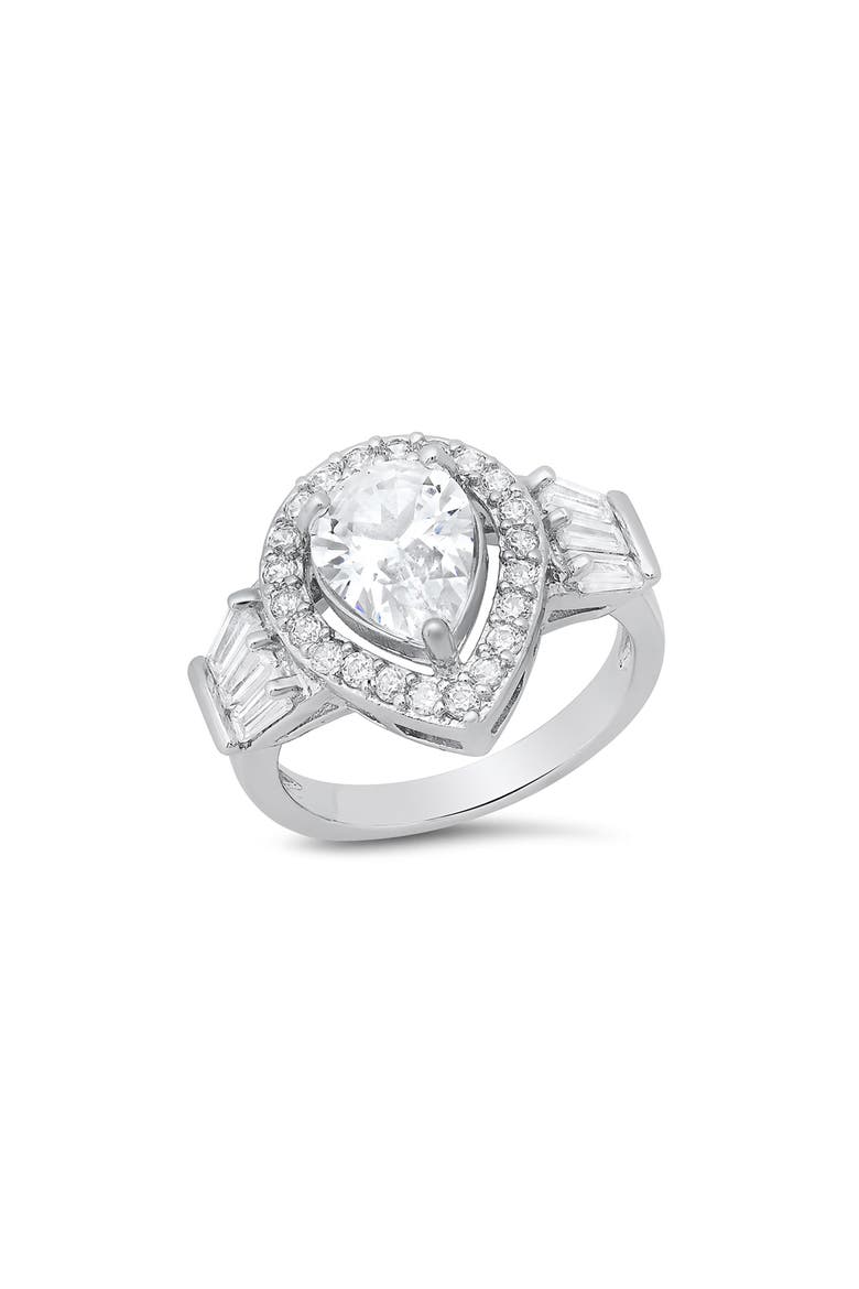 Pear Shape Engagement Ring, Main, color, SILVER