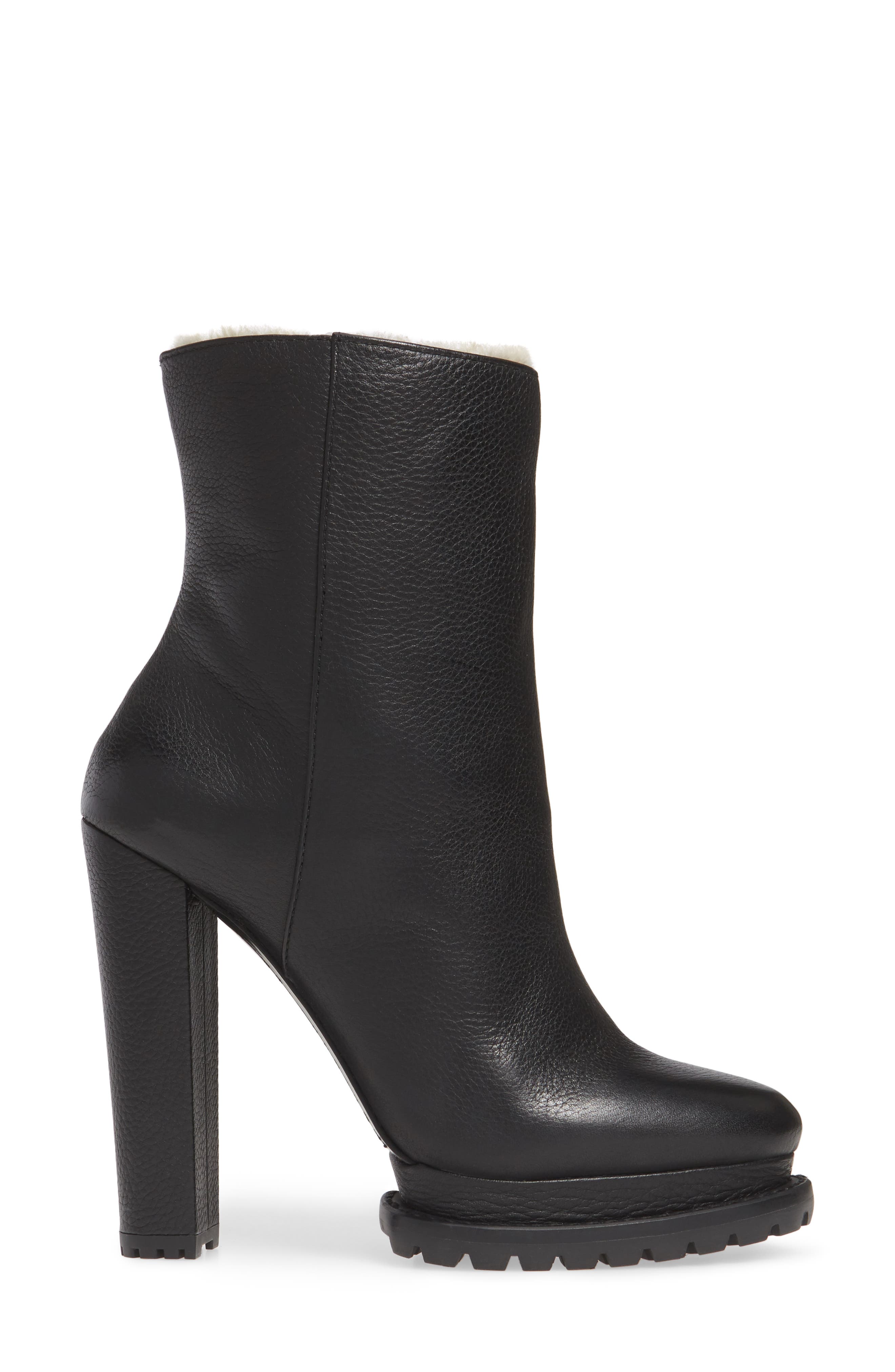 Holden Genuine Shearling Bootie, Alternate, color, BLACK LEATHER