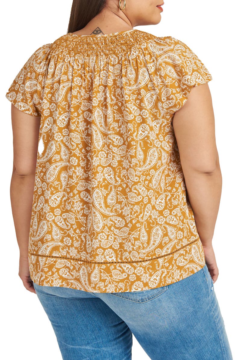 Daniel Rainn Smocked Neck Paisley Blouse, Alternate, color, 
