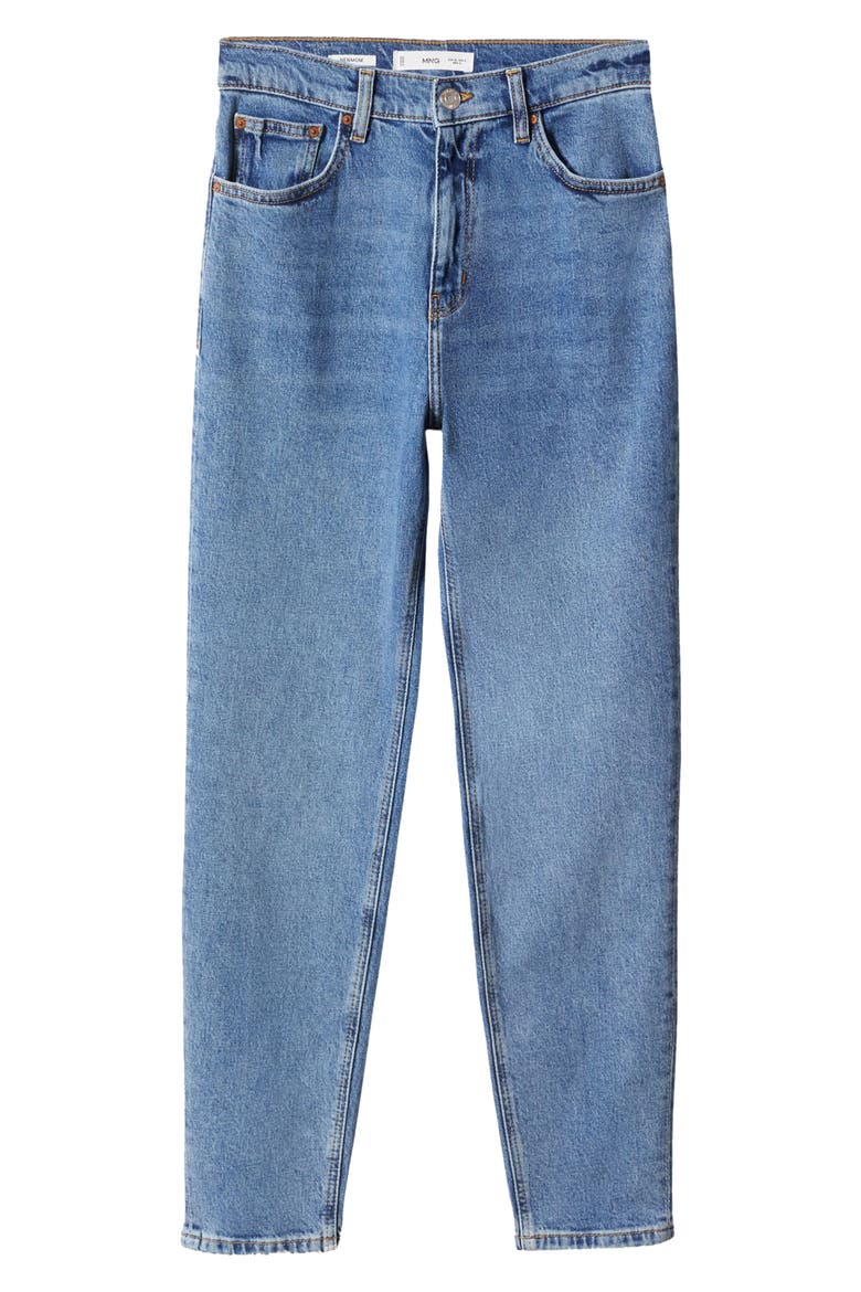 High Waist Ankle Tapered Mom Jeans, Alternate, color, MEDIUM BLUE