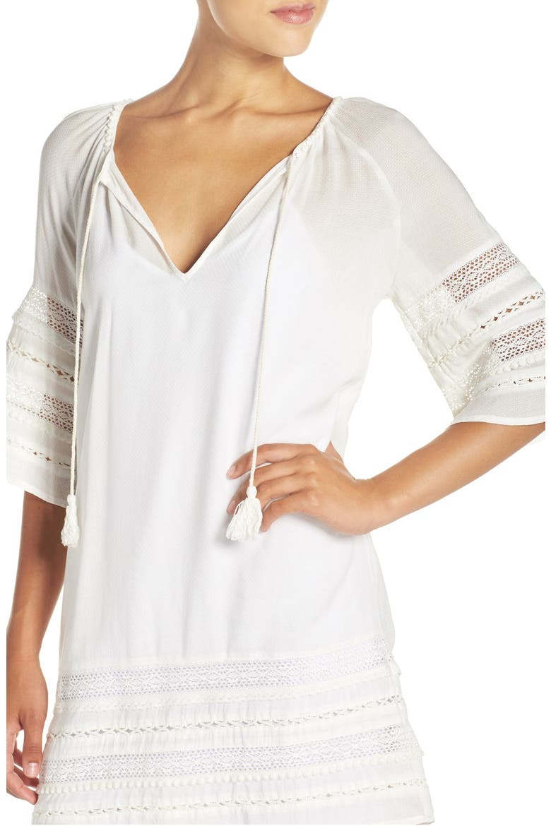 BB Dakota 'Gerado' Lace Trim Tunic Dress, Alternate, color, IVORY