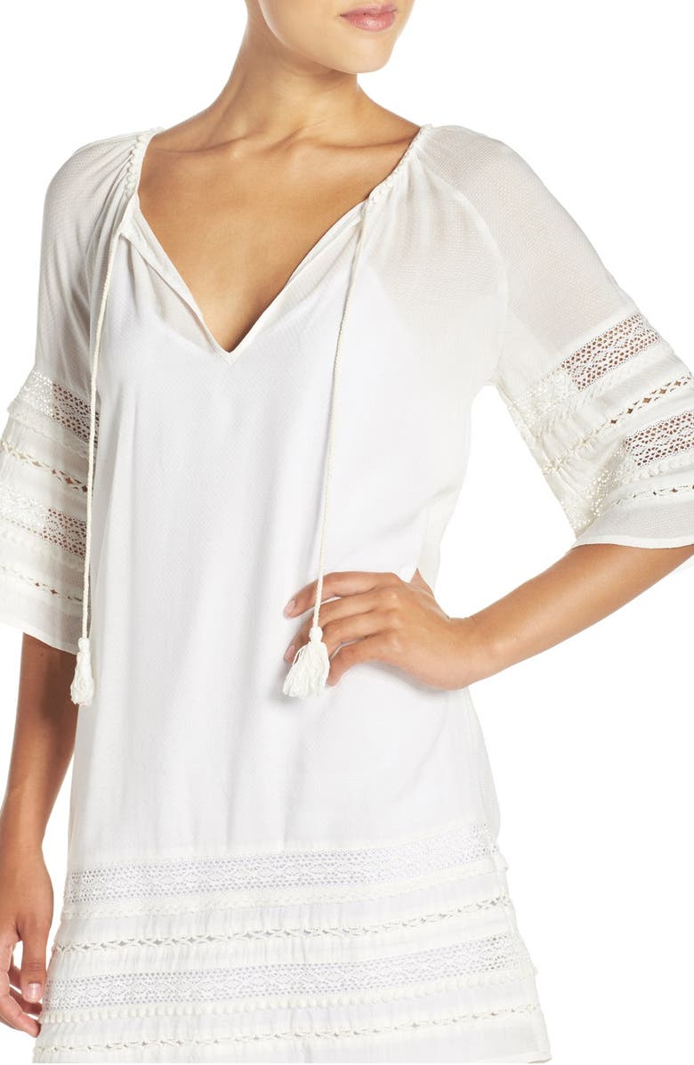 BB Dakota by Steve Madden BB Dakota 'Gerado' Lace Trim Tunic Dress, Alternate, color, 