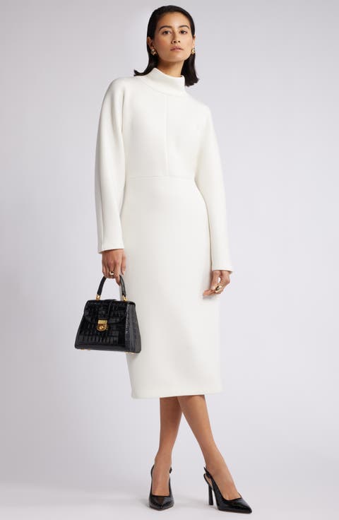 Mock Neck Midi Dress