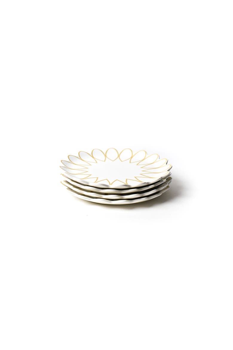 Deco Gold Scallop Dinner Plate Set of 4, Main, color, Yellow