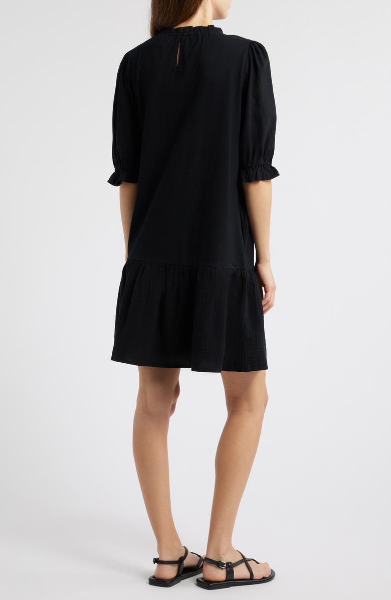 Caslon<sup>®</sup> Ruffle Trim Shift Dress, Alternate, color, Black
