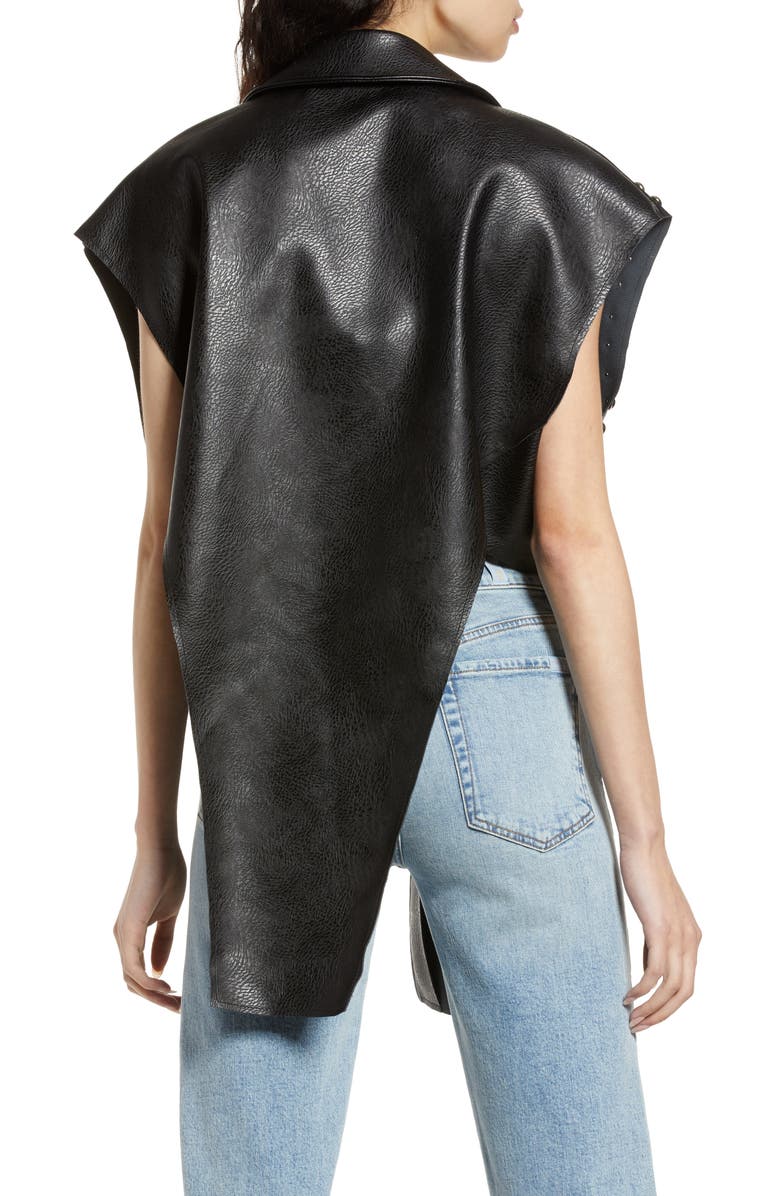 AZALEA WANG Studded Faux Leather Vest, Alternate, color, 