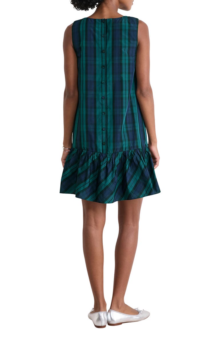 vineyard vines Jody Plaid Sleeveless Ruffle Hem Dress, Alternate, color, Yuletide Blackwatch