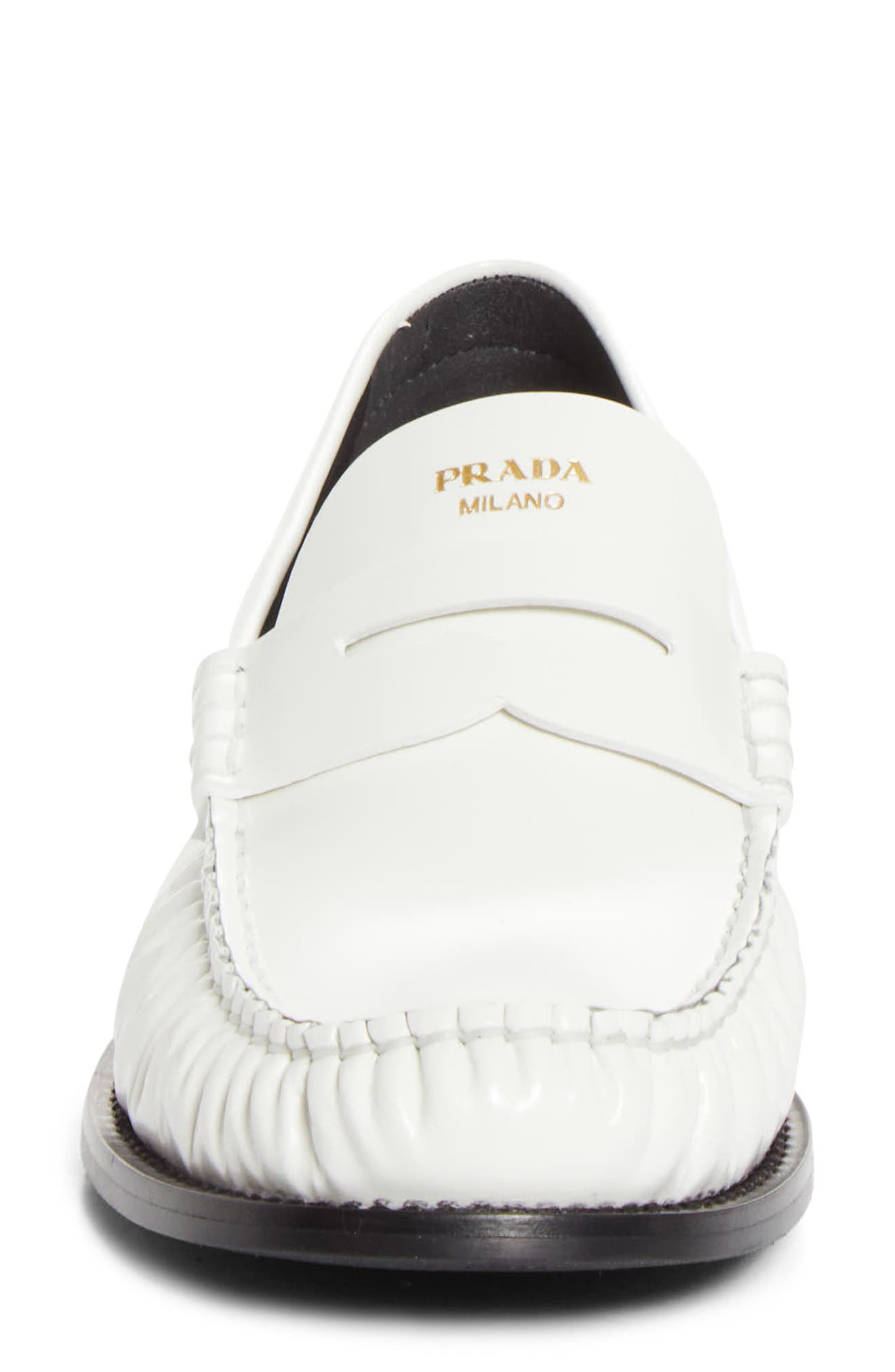 Ruched Toe Penny Loafer, Alternate, color, BIANCO