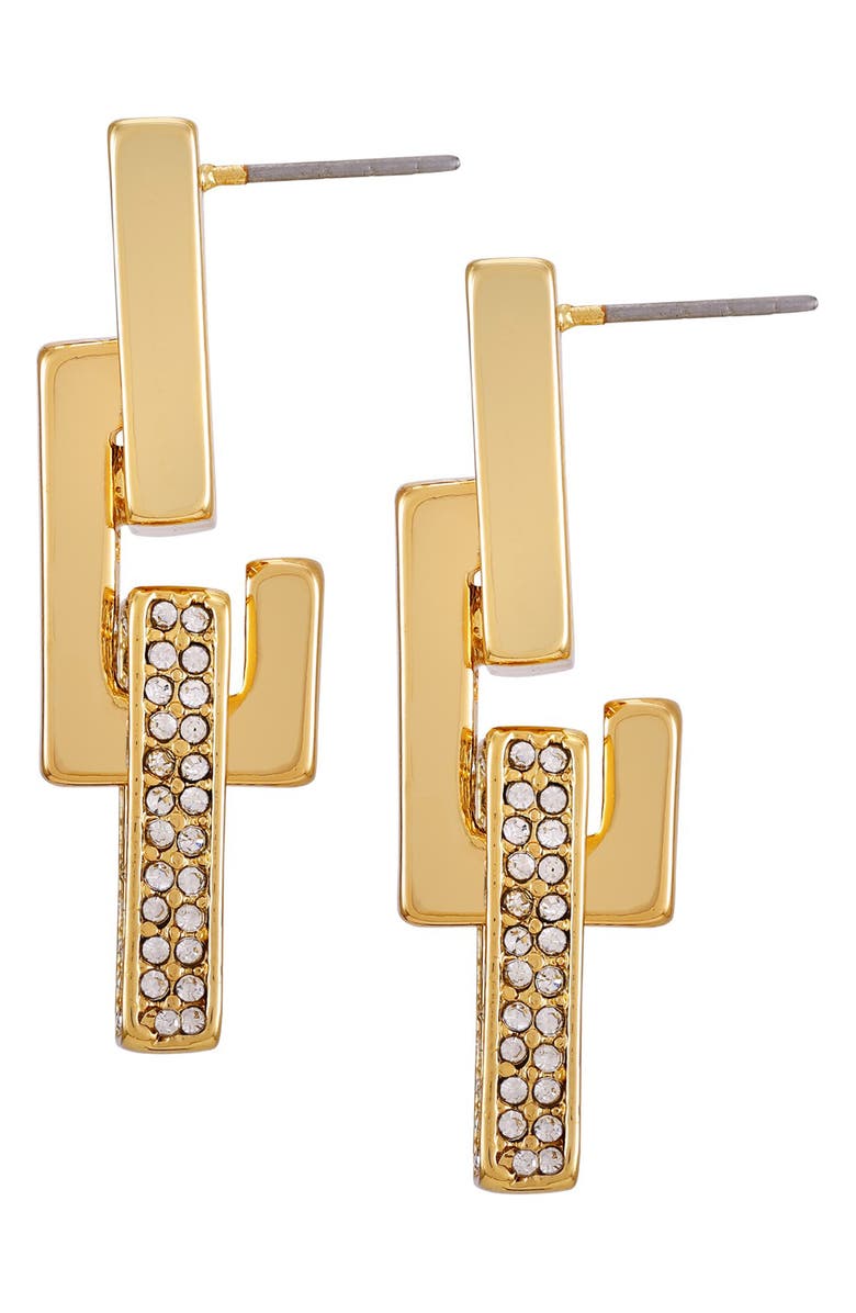 Vince Camuto Pavé Crystal Chain Drop Earrings, Alternate, color, Gold Tone