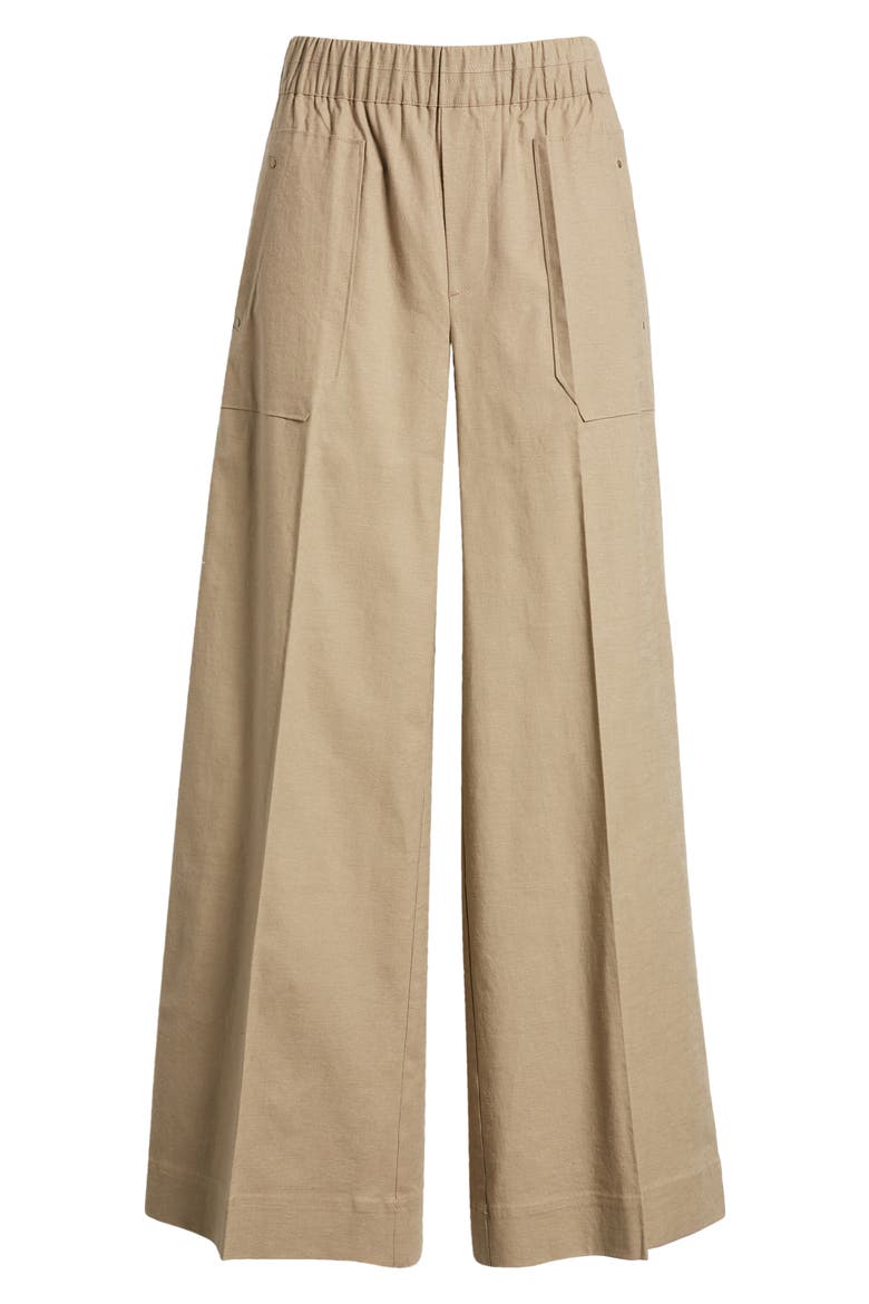 High Waist Wide Leg Linen Blend Pants, Main, color, PORTOBELLO