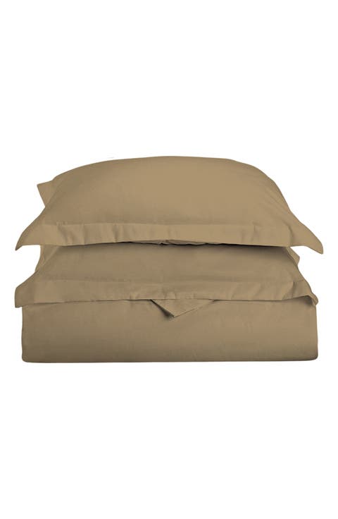 Solid Khaki Microfiber Duvet Cover Set