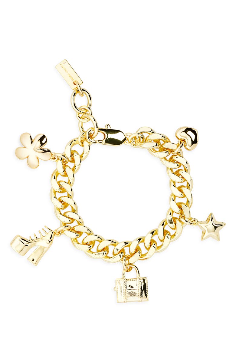 Marc Jacobs Mini Icon Charm Bracelet, Main, color, Light Antique Gold