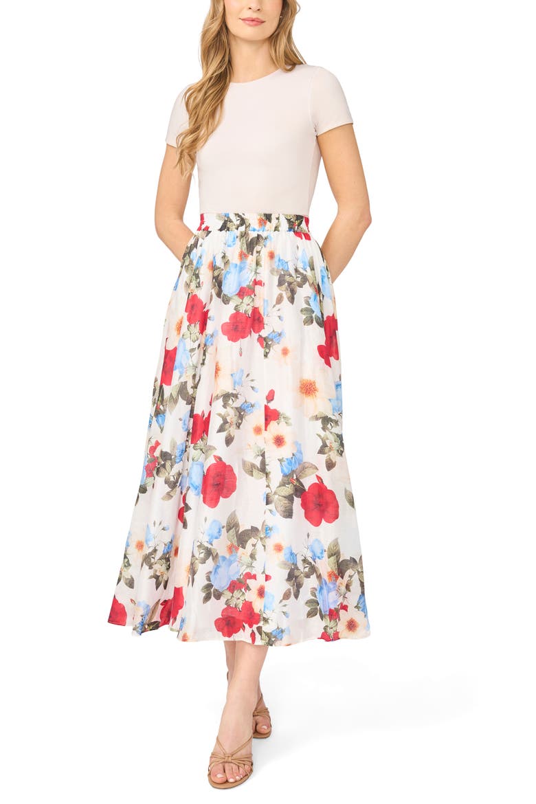 Floral Maxi Skirt, Alternate, color, ULTRA WHITE