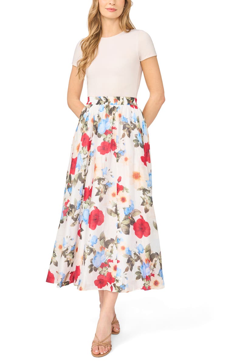 Ted Baker Floral Maxi Skirt, Alternate, color, Ultra White