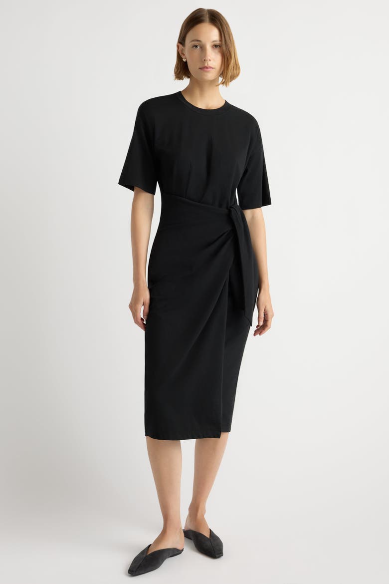 Noa Organic Cotton T-Shirt Wrap Dress, Alternate, color, Black