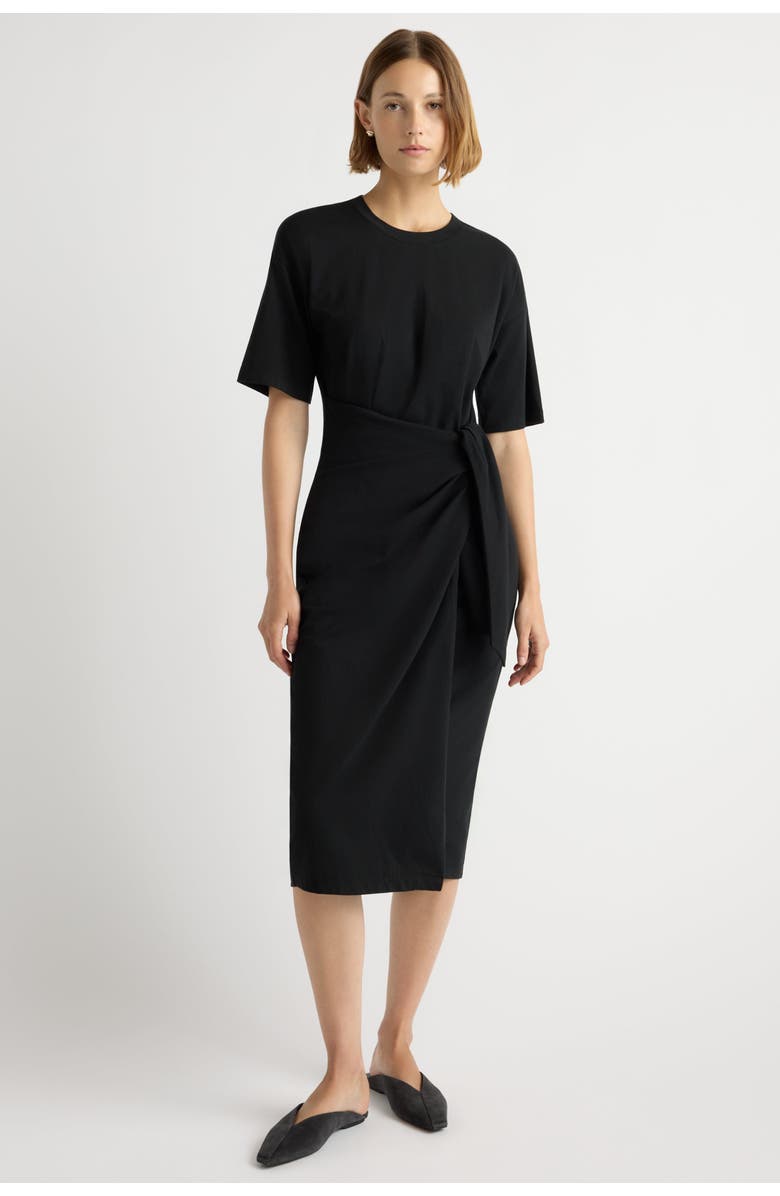 Modern Citizen Noa Organic Cotton T-Shirt Wrap Dress, Alternate, color, Black