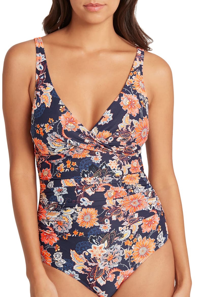 Cross Front Multifit One-Piece Swimsuit, Alternate, color, NIGHT SKY